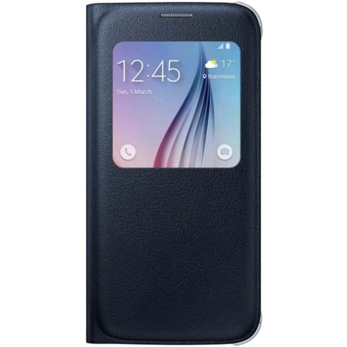 Samsung Galaxy S6 S-View Cover (Deri Görünümlü) Kapaklı Kılıf, Lacivert EF-CG920PBEGWW