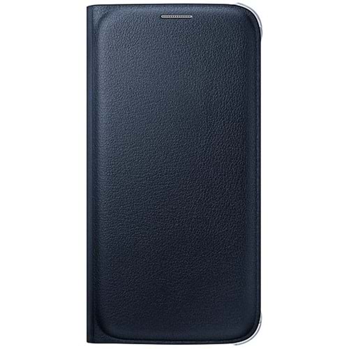 Samsung Galaxy S6 Flip Wallet (Deri Görünümlü) Orijinal Kapaklı Kılıf, Siyah