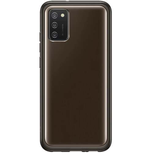 Samsung Galaxy A02s Soft Clear Cover Yumuşak Şeffaf Kılıf, Siyah EF-QA025T