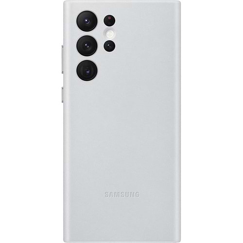 Samsung Galaxy S22 Ultra EF-VS908 için Hakiki Deri Kılıf, Gri Lether Cover