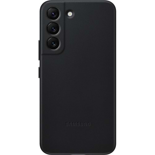Samsung Galaxy S22 Hakiki Deri Kılıf, Siyah Lether Cover EF-VS901