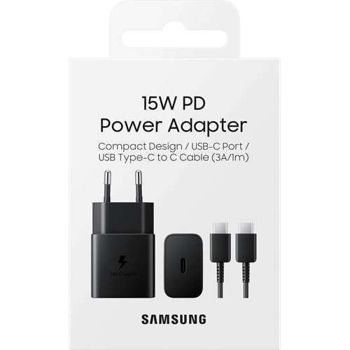Samsung EP-T1510X 15 Watt Adaptif Type-C Hızlı Şarj Aleti Tip C (Kablolu), Siyah