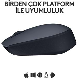 Logitech M170 USB Alıcılı Kablosuz Mouse, Gri