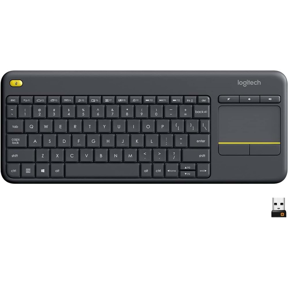Logitech K400 Plus Dokunmatik Yüzeyli USB Bağlantılı Türkçe Q TV Klavyesi, Siyah
