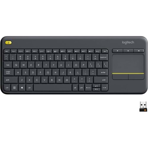 Logitech K400 Plus Dokunmatik Yüzeyli USB Bağlantılı Türkçe Q TV Klavyesi, Siyah