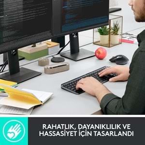 Logitech MX Keys Aydınlatmalı Tam Boyutlu Kablosuz Türkçe Q Klavye, Siyah