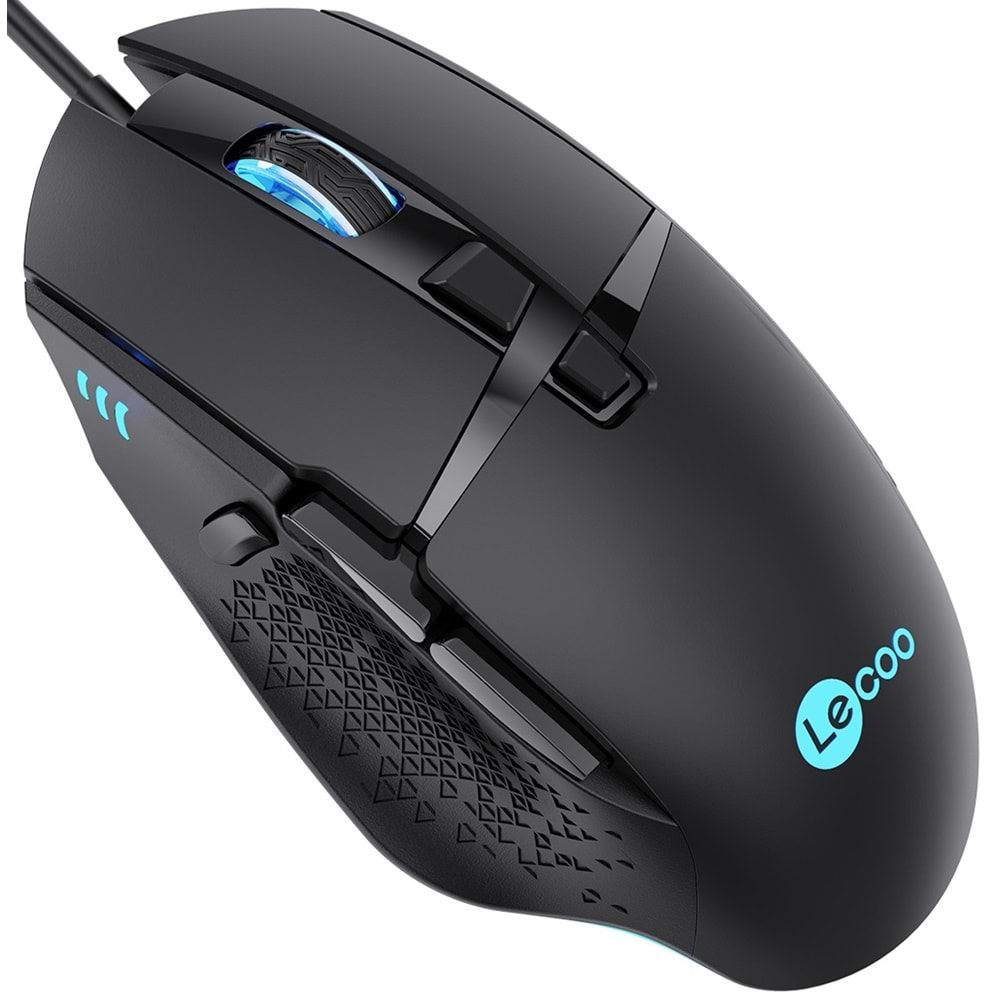 Lenovo Lecoo MG1101 Kablolu RGB LED Aydınlatmalı 6400DPI 8 Tuşlu Gaming Mouse Siyah