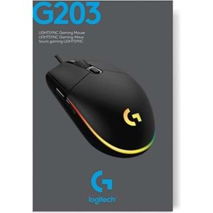 Logitech G203 Lightsync RGB Aydınlatmalı 8.000 DPI Kablolu Oyuncu Mouse, Siyah