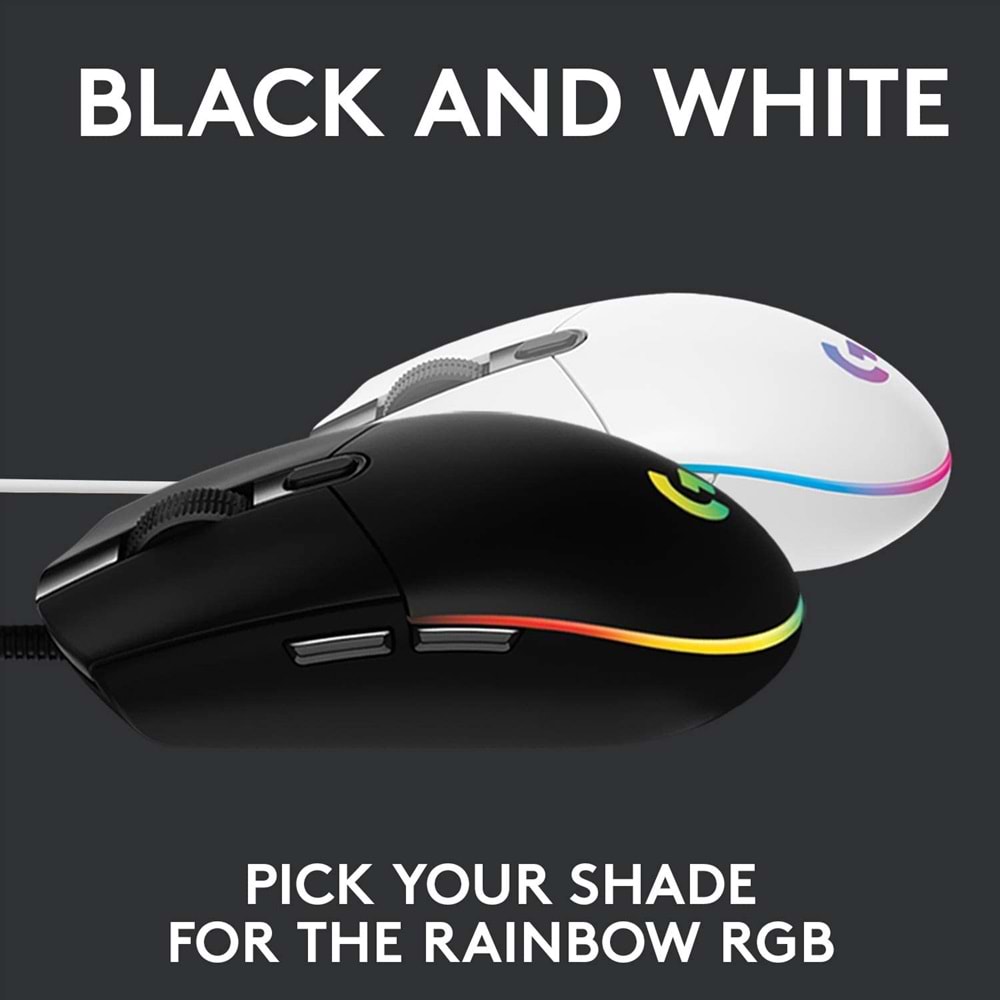 Logitech G203 Lightsync RGB Aydınlatmalı 8.000 DPI Kablolu Oyuncu Mouse, Siyah