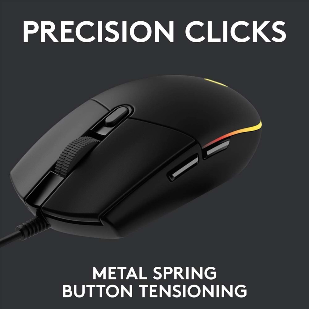 Logitech G203 Lightsync RGB Aydınlatmalı 8.000 DPI Kablolu Oyuncu Mouse, Siyah