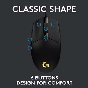 Logitech G203 Lightsync RGB Aydınlatmalı 8.000 DPI Kablolu Oyuncu Mouse, Siyah
