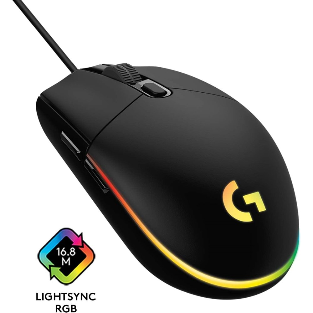 Logitech G102 Lightsync RGB Aydınlatmalı 8.000 DPI Kablolu Oyuncu Mouse, Siyah