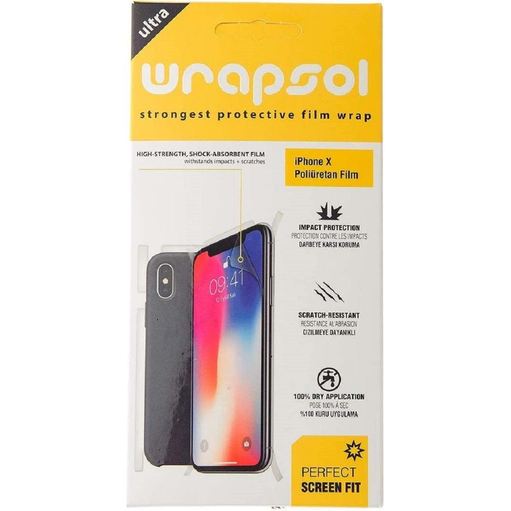 Wrapsol iPhone X/XS Ön | Arka Ekran Koruyucu Poliuretan