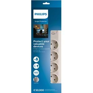 Philips SPN7040 Akım Korumalı Priz 4lü 2mt 600J, 3680W, Beyaz