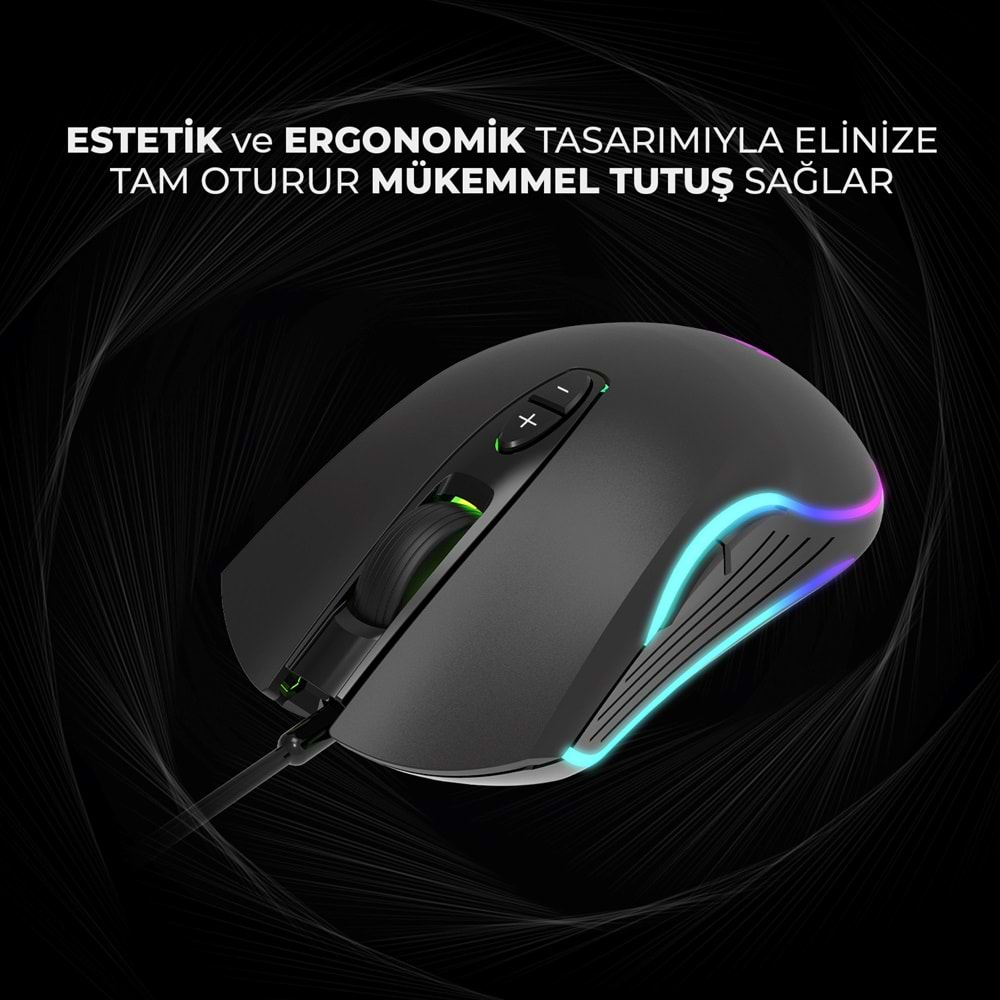 Lenovo Lecoo MS108 Kablolu RGB LED Aydınlatmalı 6400DPI 7 Tuşlu Gaming Mouse