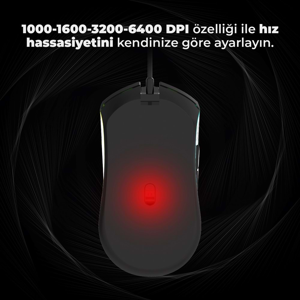 Lenovo Lecoo MS108 Kablolu RGB LED Aydınlatmalı 6400DPI 7 Tuşlu Gaming Mouse