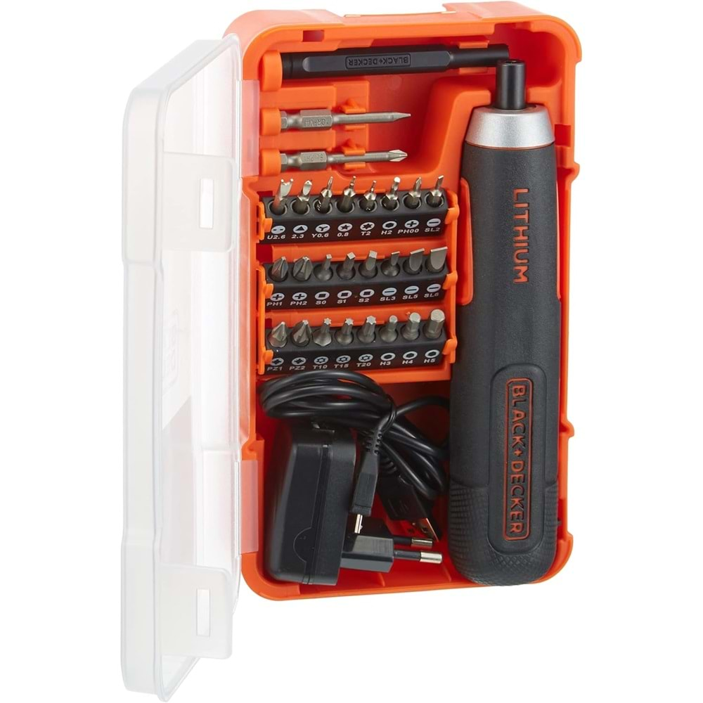 Black+Decker 4V Akülü Tornavida + 27 Parça Aksesuar Set BD40K27-TR