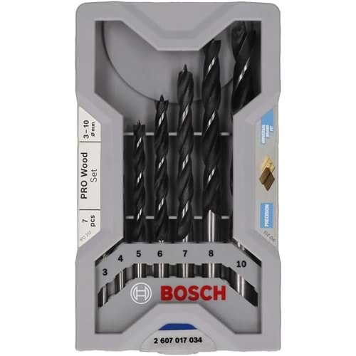 Bosch X-Line Mini 7 Parça Ahşap Matkap Ucu Seti, 2607017034, Gri
