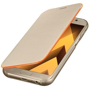 Samsung Galaxy A5 2017 Neon Flip Wallet Işıklı Kılıf, Gold EF-FA520PFEGWW