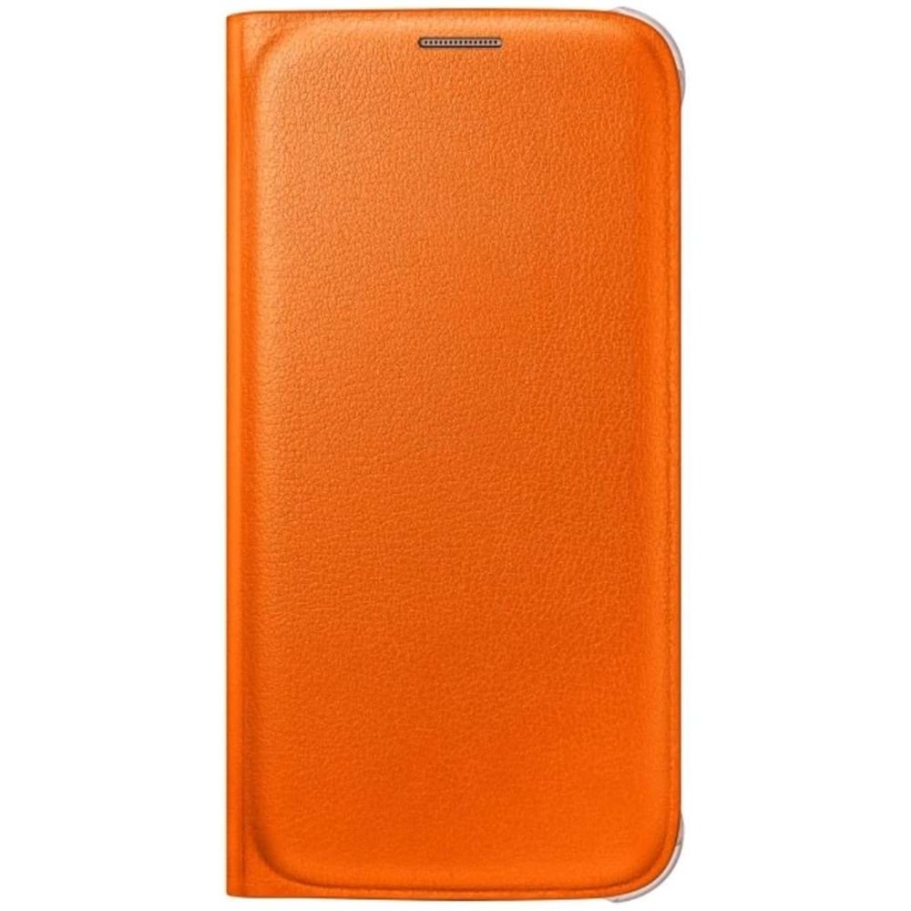 Samsung Galaxy S6 Flip Wallet (Deri Görünümlü) Kapaklı Kılıf, Turuncu EF-WG920POEGWW