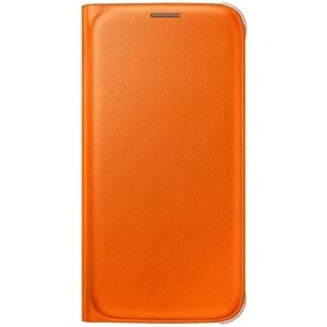 Samsung Galaxy S6 Flip Wallet (Deri Görünümlü) Kapaklı Kılıf, Turuncu EF-WG920POEGWW