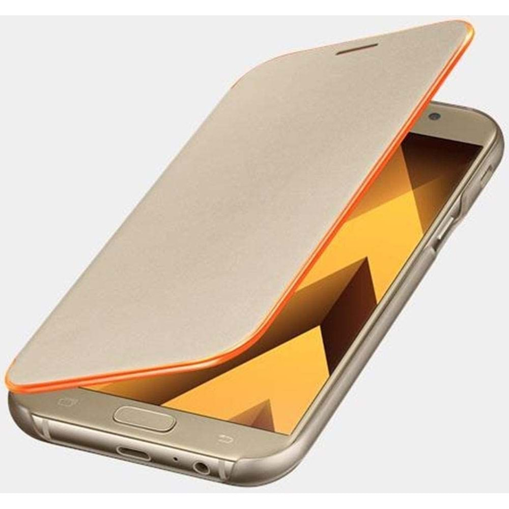 Samsung Galaxy A7 2017 Neon Flip Wallet Kapaklı Kılıf, Gold EF-FA720PFEGWW