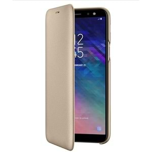 Samsung Galaxy A6 Flip Wallet Kapaklı Cüzdan Kılıf, Gold EF-WA600CFEGWW