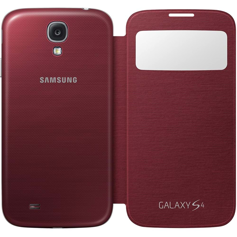 Samsung Galaxy S4 (i9500) S-View Cover Orijinal Kapaklı Kılıf, Kırmızı EF-CI950BBEGWW