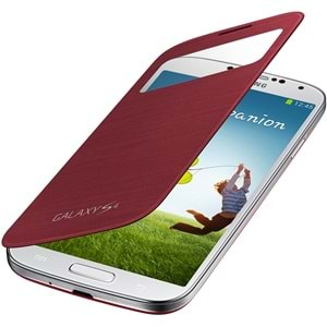 Samsung Galaxy S4 (i9500) S-View Cover Orijinal Kapaklı Kılıf, Kırmızı EF-CI950BBEGWW