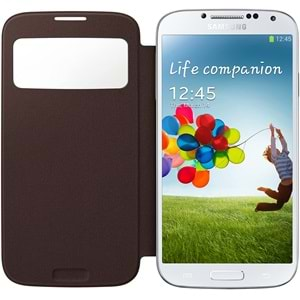 Samsung Galaxy S4 (i9500) S-View Cover Orijinal Kapaklı Kılıf, Kahve EF-CI950BAEGWW