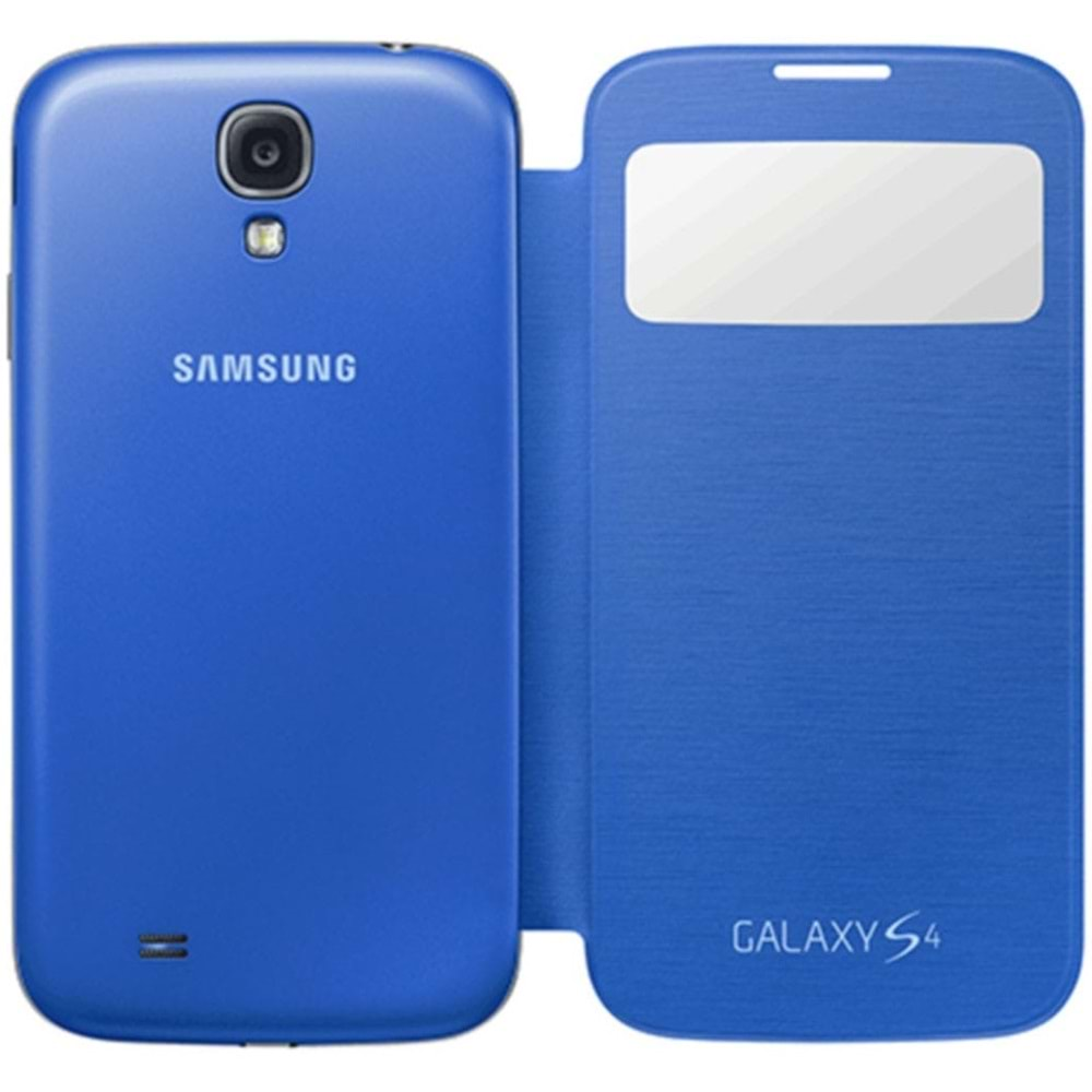 Samsung Galaxy S4 (i9500) S-View Cover Orijinal Kapaklı Kılıf, Mavi EF-CI950BCEGWW