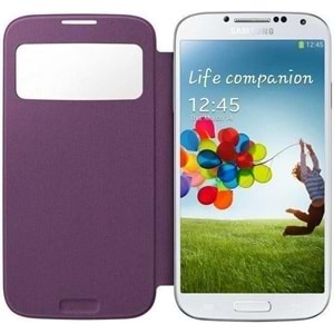 Samsung Galaxy S4 (i9500) S-View Cover Orijinal Kapaklı Kılıf, Mor EF-CI950BVEGWW