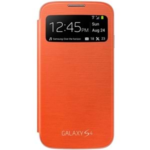 Samsung Galaxy S4 (i9500) S-View Cover Orijinal Kapaklı Kılıf, Turuncu EF-CI950BOEGWW