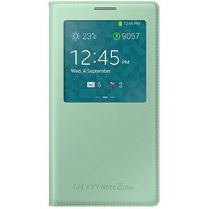 Samsung Galaxy Note 3 Neo N7500 Orjinal S-View Cover Kapaklı Kılıf, Yeşil