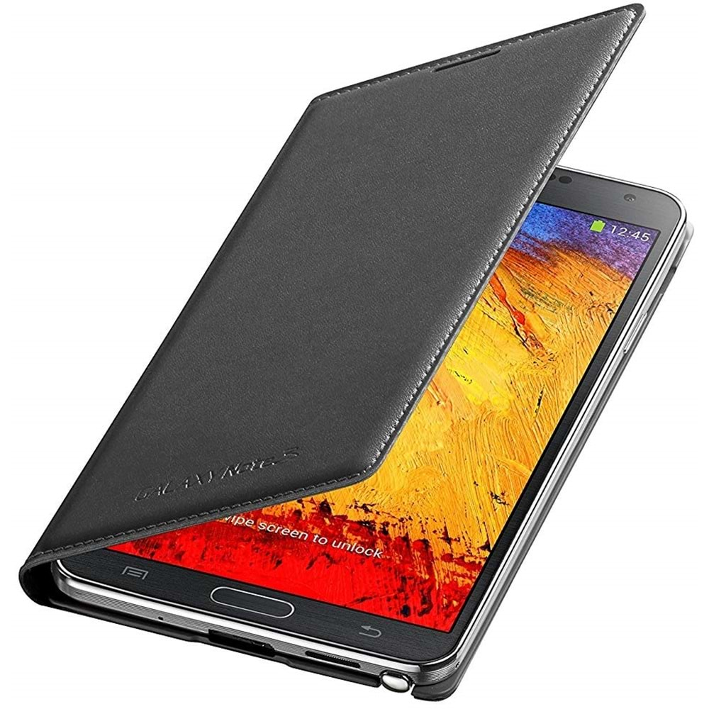 Samsung Galaxy Note 3 N9000 Flip Wallet Cüzdan Kılıf, Siyah