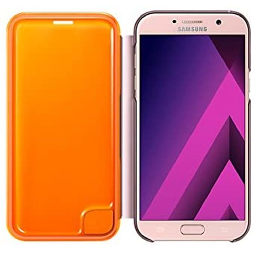 Samsung Galaxy A7 2017 Neon Flip Wallet Kapaklı Kılıf, Rose Gold