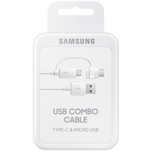 Samsung Type C + Micro Usb Kombo Kablo, Beyaz EP-DG930DWEG