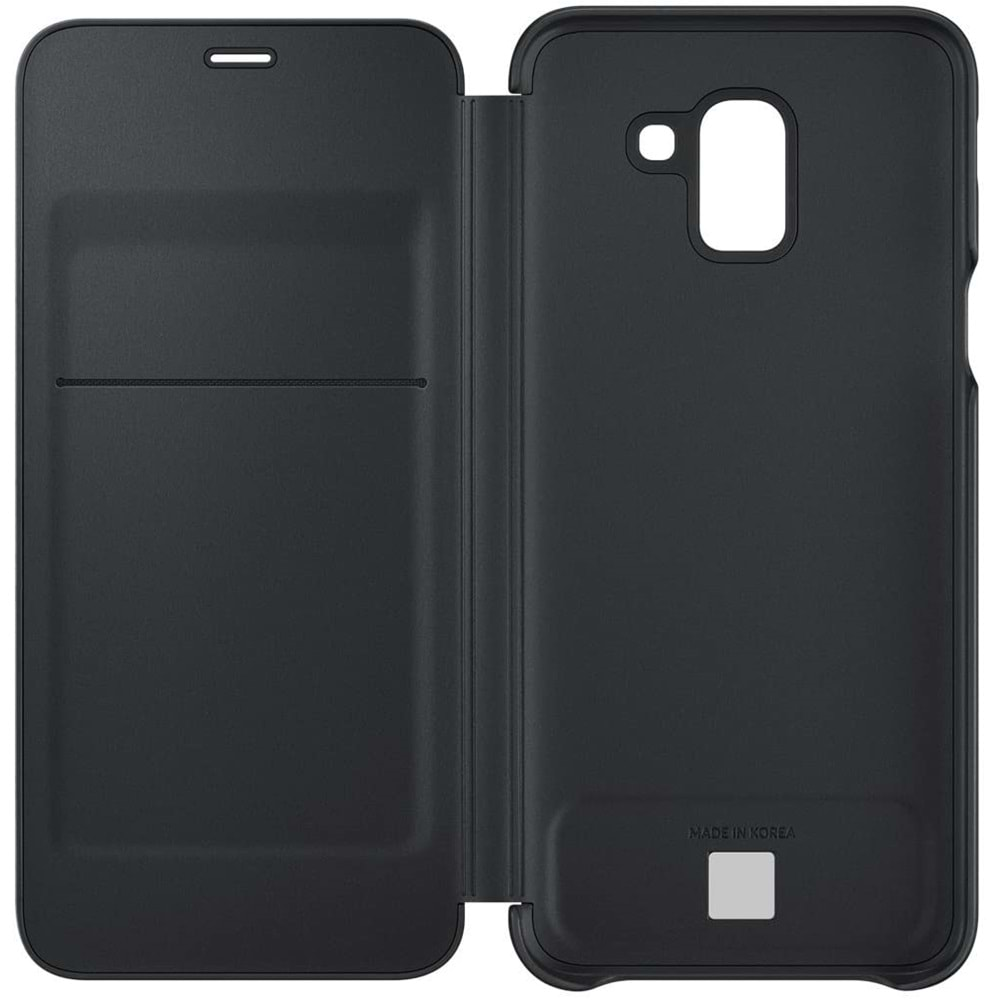 Samsung Galaxy J6 Flip Wallet Cover Kapaklı Cüzdan Kılıf, Siyah EF-WJ600CBEGWW