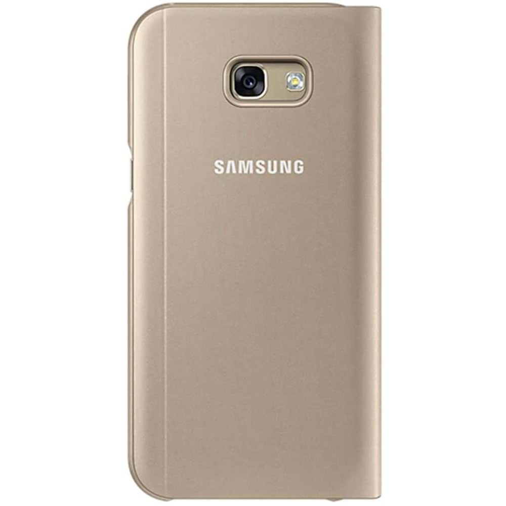 Samsung Galaxy A7 2017 S-View Standing Cover Pencereli Kılıf, Gold