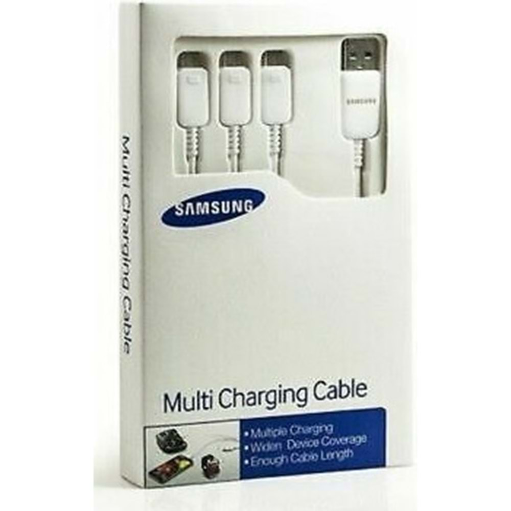 Samsung Çoklu Şarj Kablosu (3 Micro USB) 1.3mt ET-TG900U, Beyaz