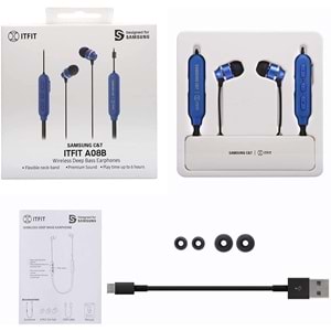 Samsung C&T Itfit A08B Kablosuz Bluetooth Kulaklık, Mavi (Samsung Türkiye Garantili)