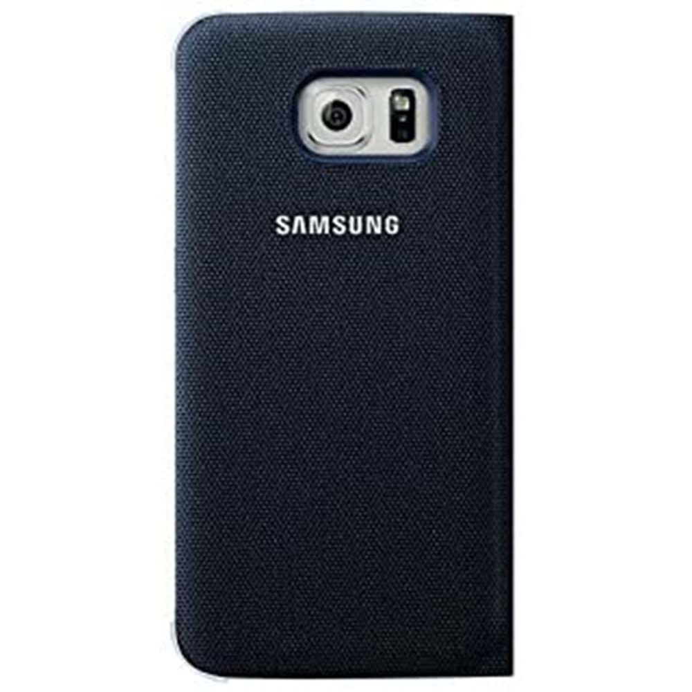 Samsung Galaxy S6 S-View Cover (Tekstil) Orjinal Kapaklı Kılıf, Siyah