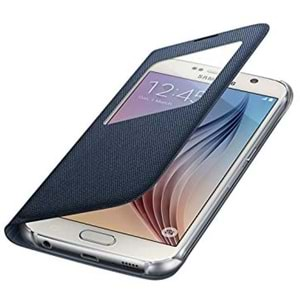 Samsung Galaxy S6 S-View Cover (Tekstil) Orjinal Kapaklı Kılıf, Siyah