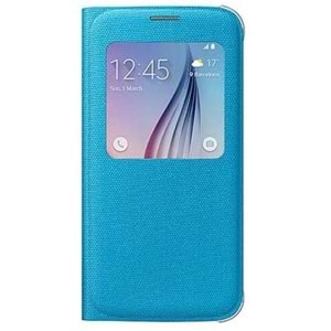 Samsung Galaxy S6 S-View Cover (Tekstil) Orjinal Kapaklı Kılıf, Mavi