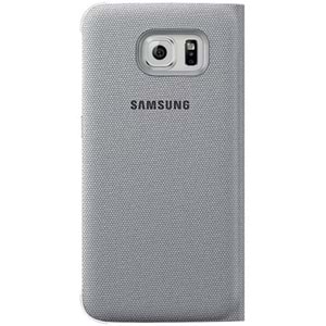Samsung Galaxy S6 S-View Cover (Tekstil) Orjinal Kapaklı Kılıf, Gümüş
