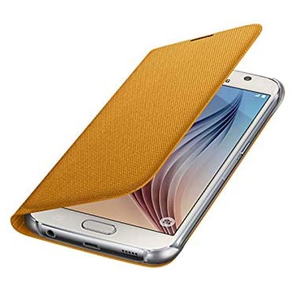 Samsung Galaxy S6 Flip Wallet (Tekstil) Kapaklı Kılıf, Sarı ?EF-WG920BYEGWW