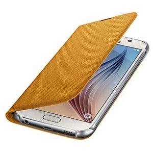 Samsung Galaxy S6 Flip Wallet (Tekstil) Kapaklı Kılıf, Sarı ?EF-WG920BYEGWW