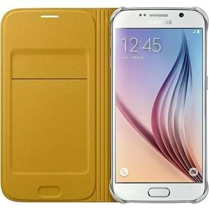 Samsung Galaxy S6 Flip Wallet (Tekstil) Kapaklı Kılıf, Sarı ?EF-WG920BYEGWW