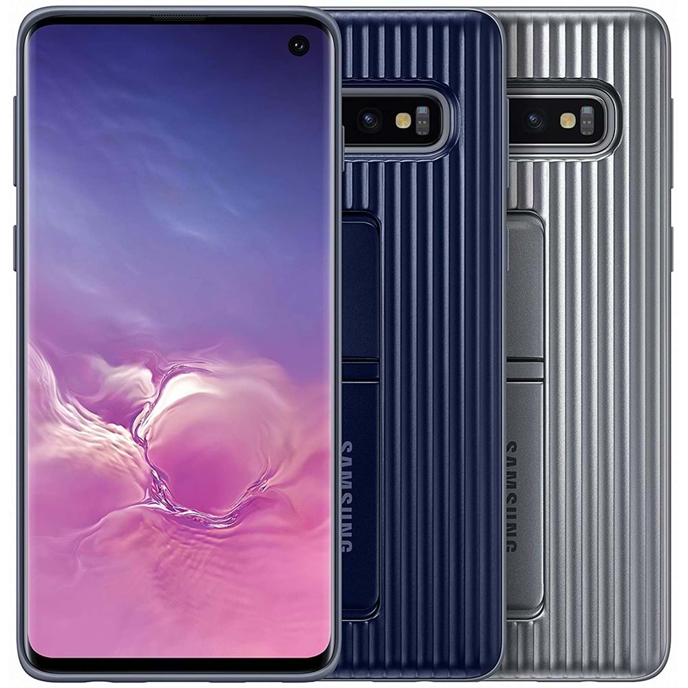 Samsung Galaxy S10 Protective Standlı Koruyucu Kılıf, Gümüş EF-RG973CSEGWW