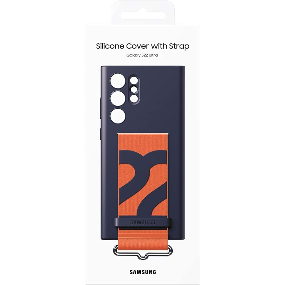 Samsung Galaxy S22 Ultra için Kayışlı Silikon Kılıf, Lacivert Silicone Cover EF-GS908